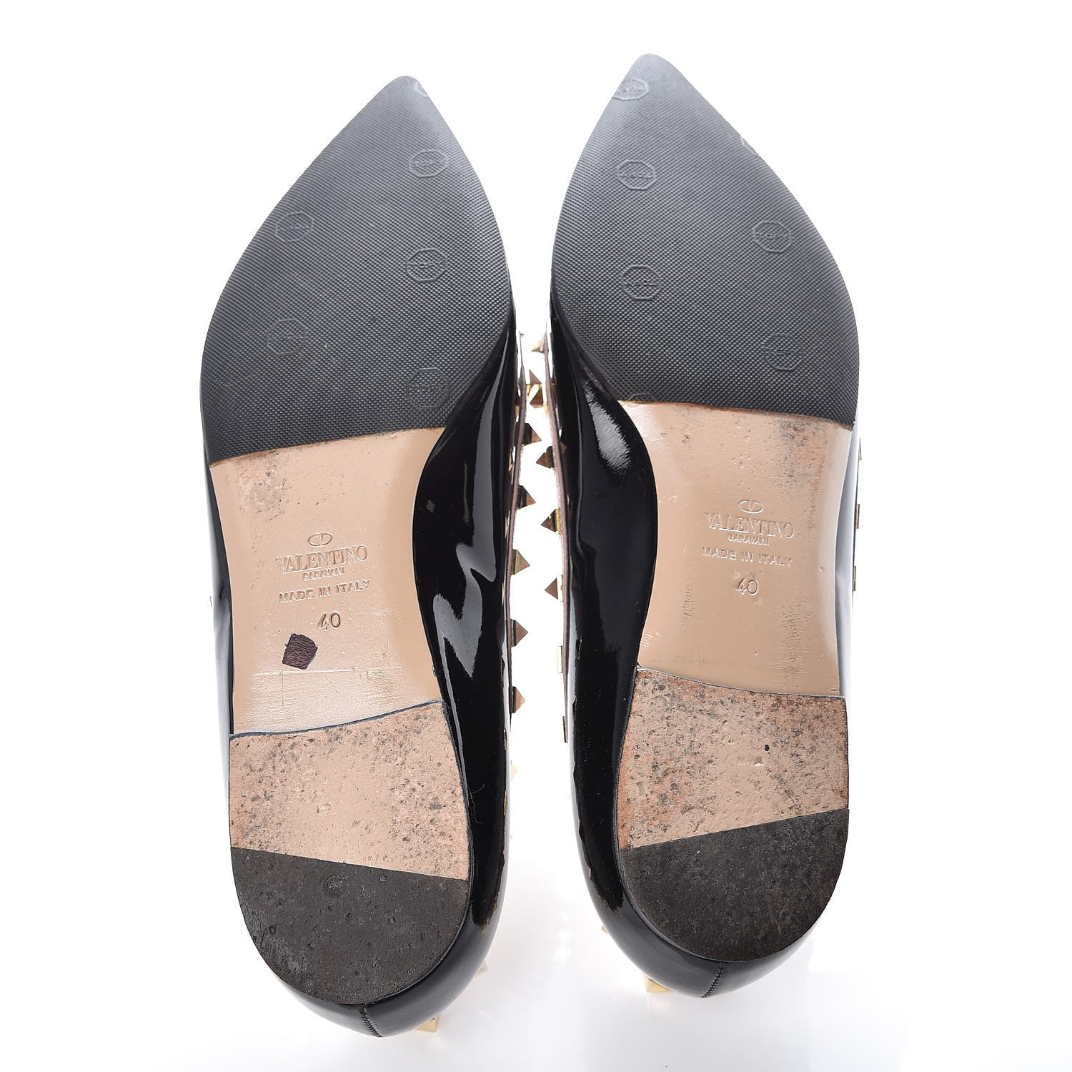 Valentino Garavani Patent Rockstud Ballerina Flats 40 Black Poudre 7 of 19