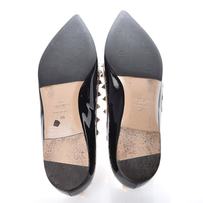 Valentino Garavani Patent Rockstud Ballerina Flats 40 Black Poudre 7 of 19
