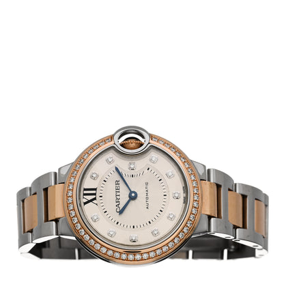 Cartier Stainless Steel 18K Pink Gold Diamond Bezel 33mm Ballon Bleu De Cartier Automatic Watch 2 of 4