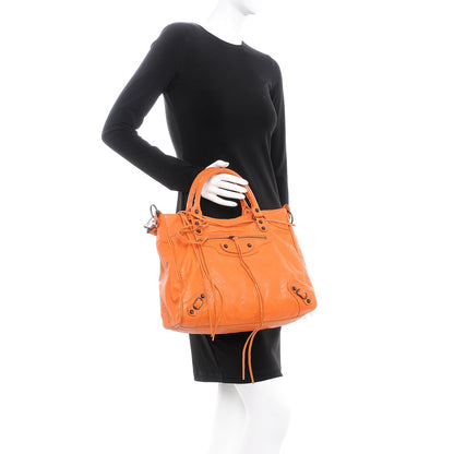 Balenciaga Agneau Classic Hardware Velo Tote Bag Tangerine 3 of 12