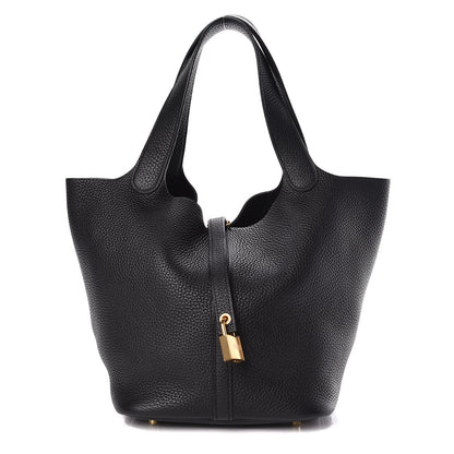 Hermes Taurillon Clemence Picotin Lock 22 MM Black 1 of 11