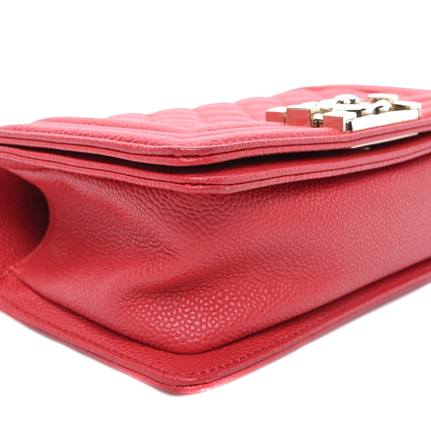 Caviar Quilted Small Boy Flap Red