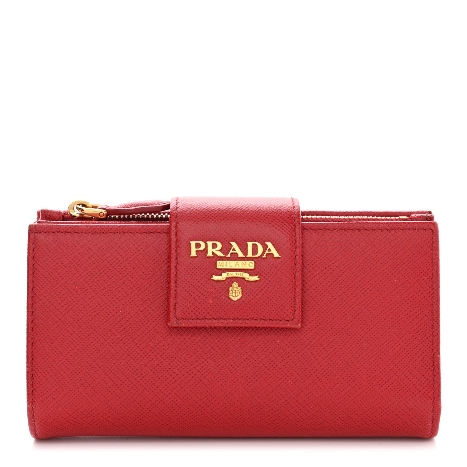 Prada Saffiano Metal Medium Wallet Rosso 1 of 9