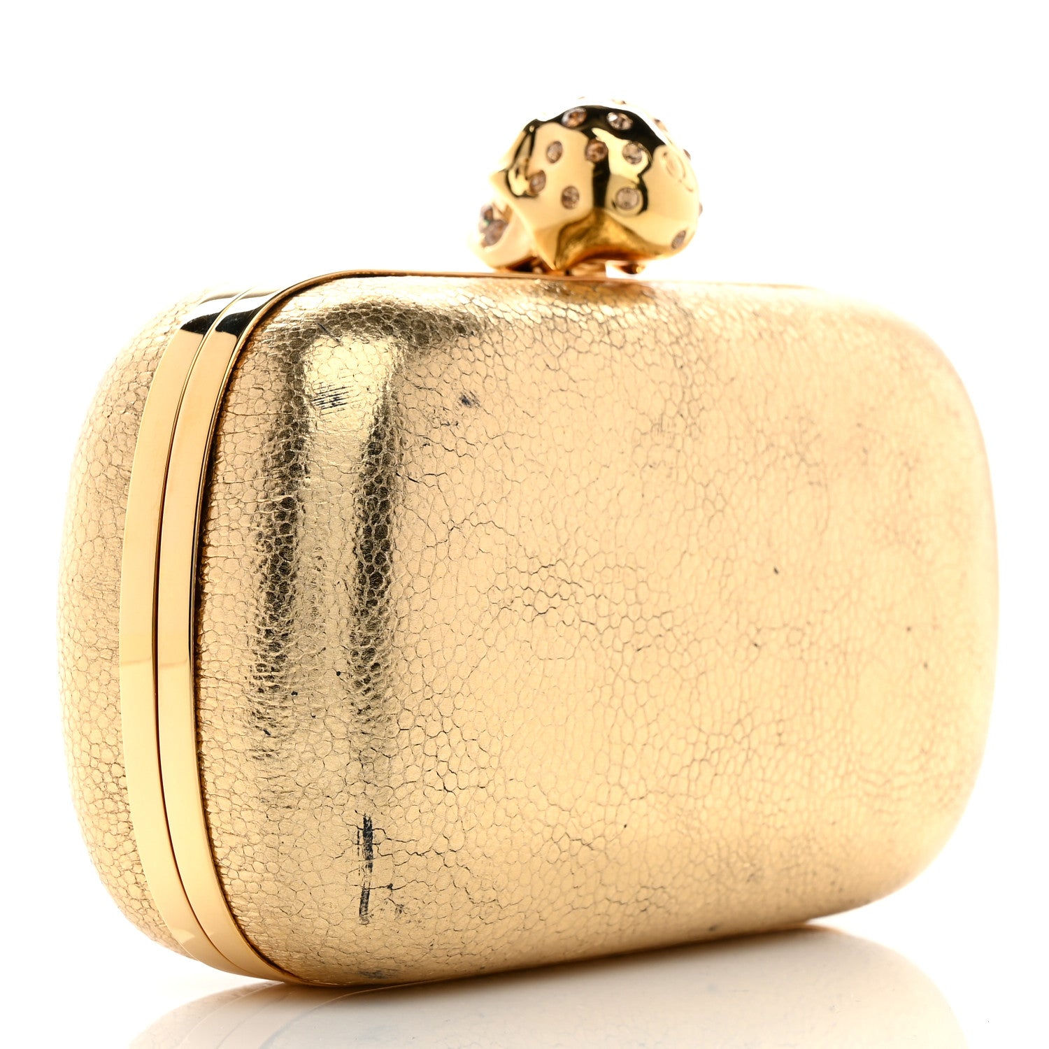 Alexander McQueen Metallic Nappa Skull Box Clutch Gold 1670363