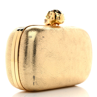 Alexander McQueen Metallic Nappa Skull Box Clutch Gold 3 of 11