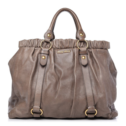 Miu Miu Vitello Lux Gathered Tote Juta 1 of 15
