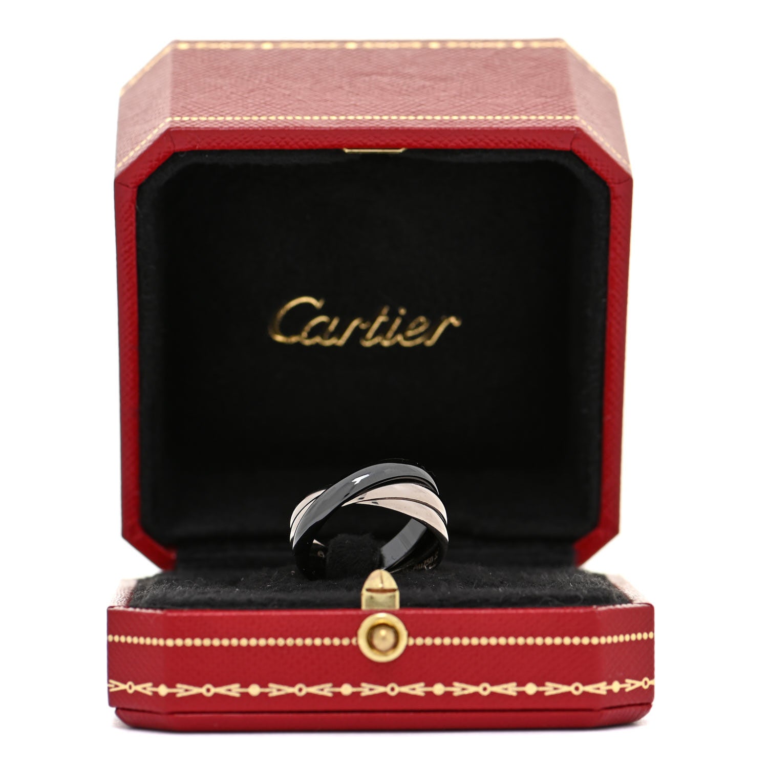 Cartier 18K White Gold Black Ceramic Trinity Ring 59 8.75 5 of 5