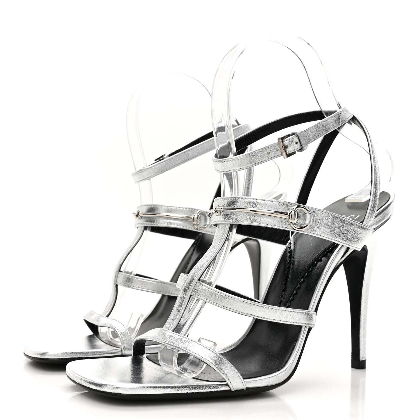 Nappa Silk High Heel Sandals 37.5 Argento