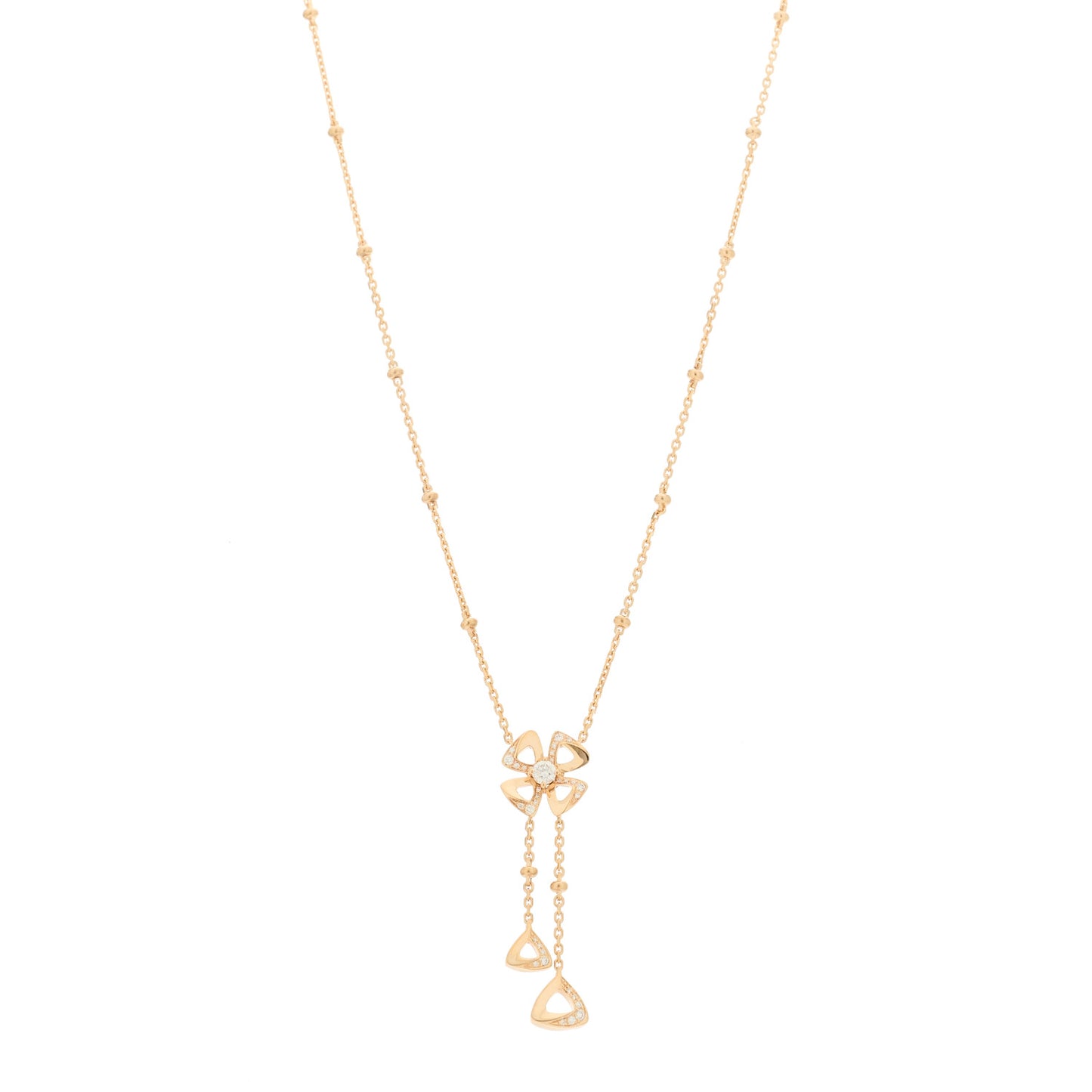 18K Rose Gold Diamond Fiorever Drop Necklace