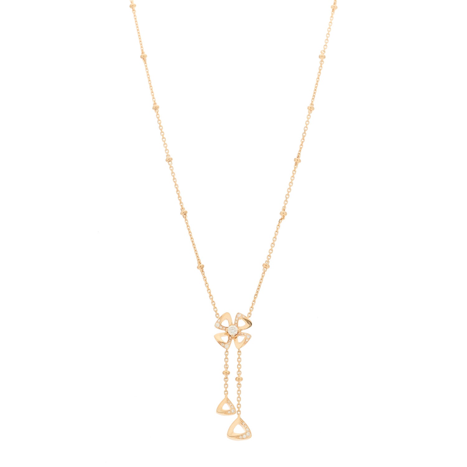 Bulgari 18K Rose Gold Diamond Fiorever Drop Necklace 1 of 8