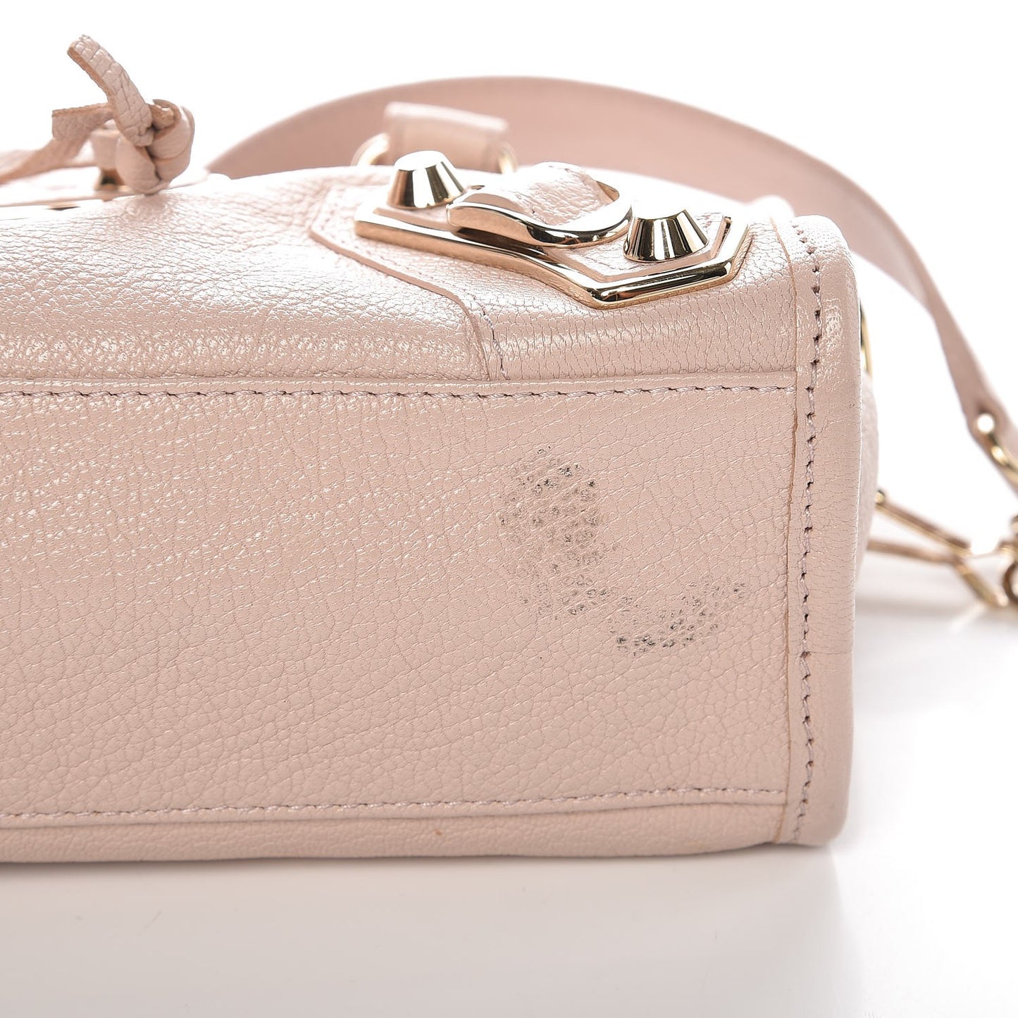 Chevre Gold Metallic Edge Hardware Mini City Rose Aubepine Bois de Rose