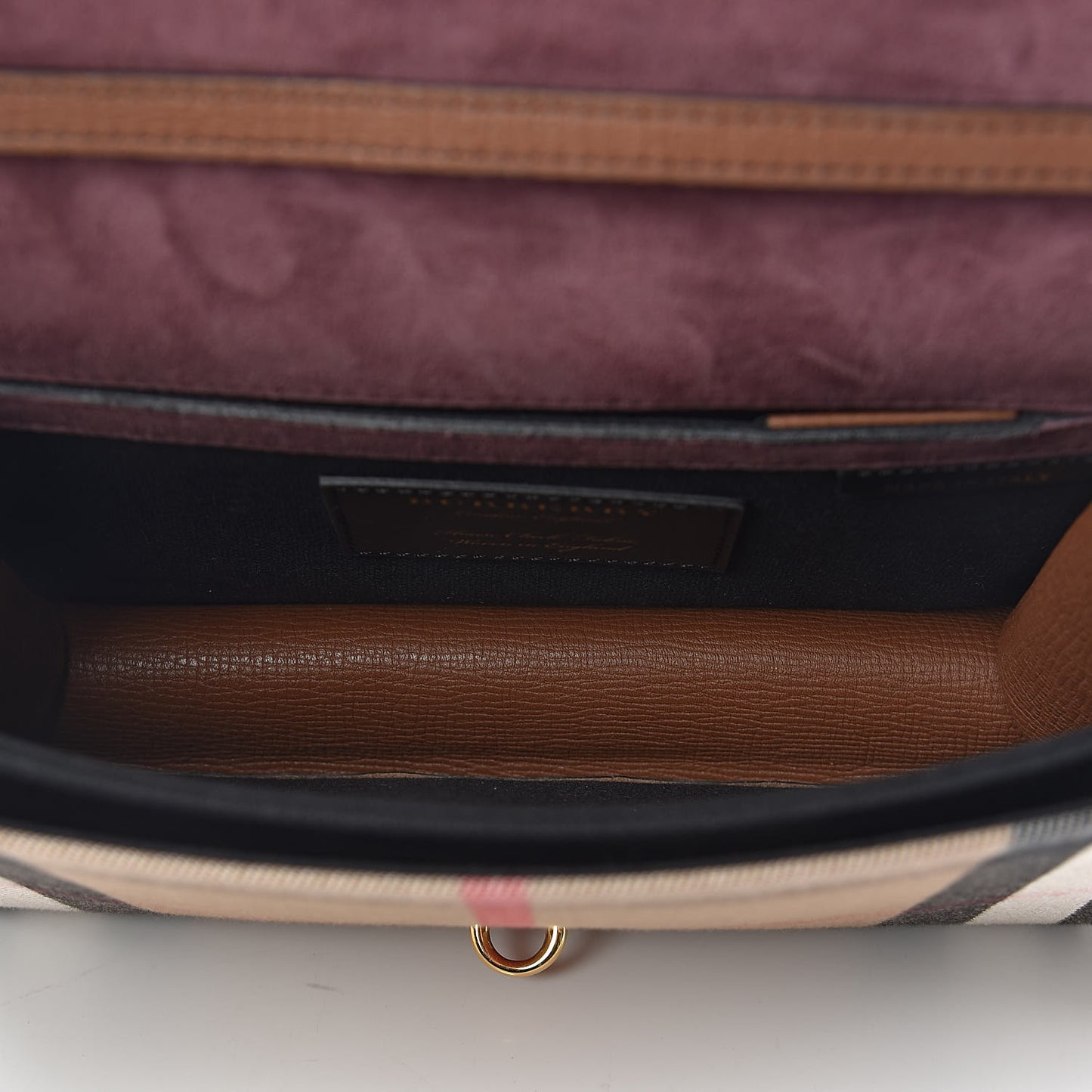 Derby Calfskin House Check Small Macken Crossbody Bag Tan