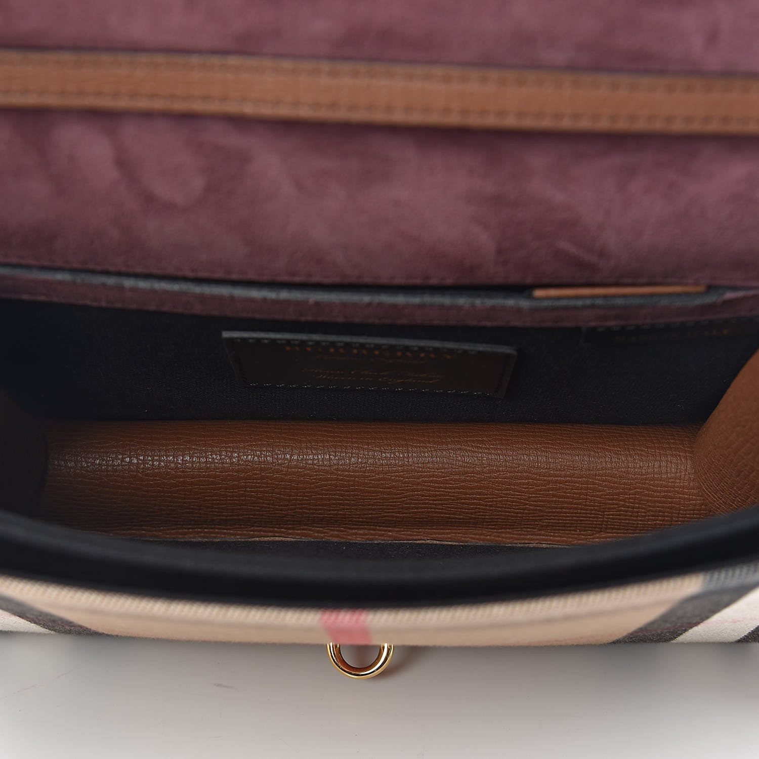 Burberry Derby Calfskin House Check Small Macken Crossbody Bag Tan 5 of 11