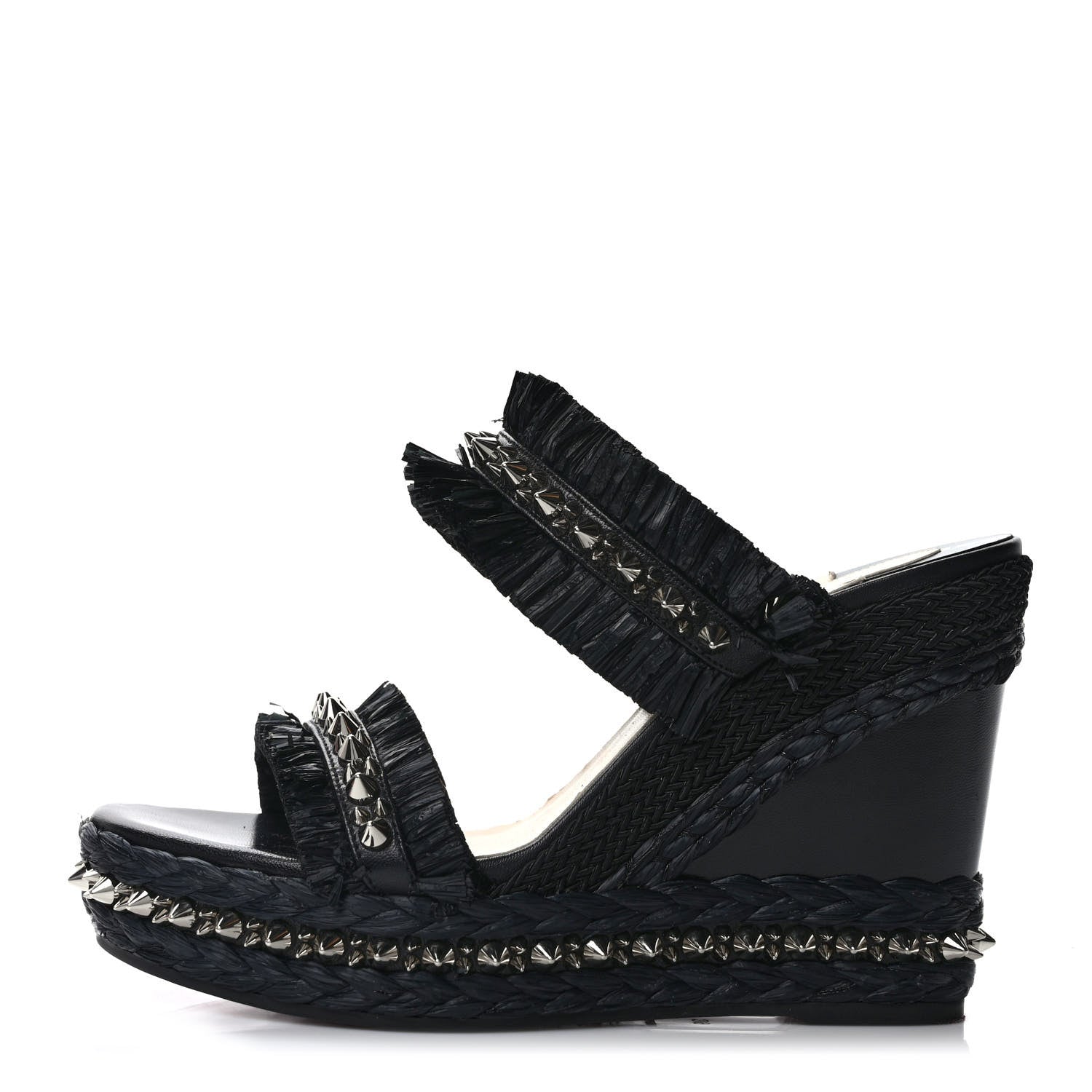 Christian Louboutin Voltinoudou 110mm Tie Cruise Raffia Spike Wedge 39 Black 1 of 7