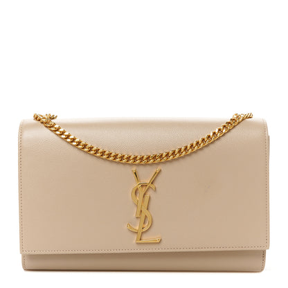 Saint Laurent Grain De Poudre Medium Monogram Kate Satchel Dark Beige 1 of 11