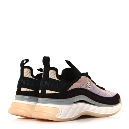 Chanel Velvet Calfskin Mixed Fibers CC Sneakers 40 Light Purple Beige 4 of 8