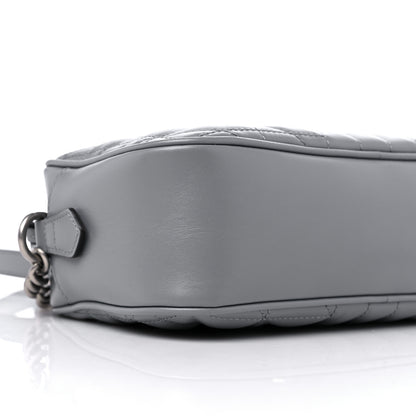 Gucci Calfskin Matelasse Aria Small GG Marmont Chain Shoulder Bag Deep Grey 8 of 10