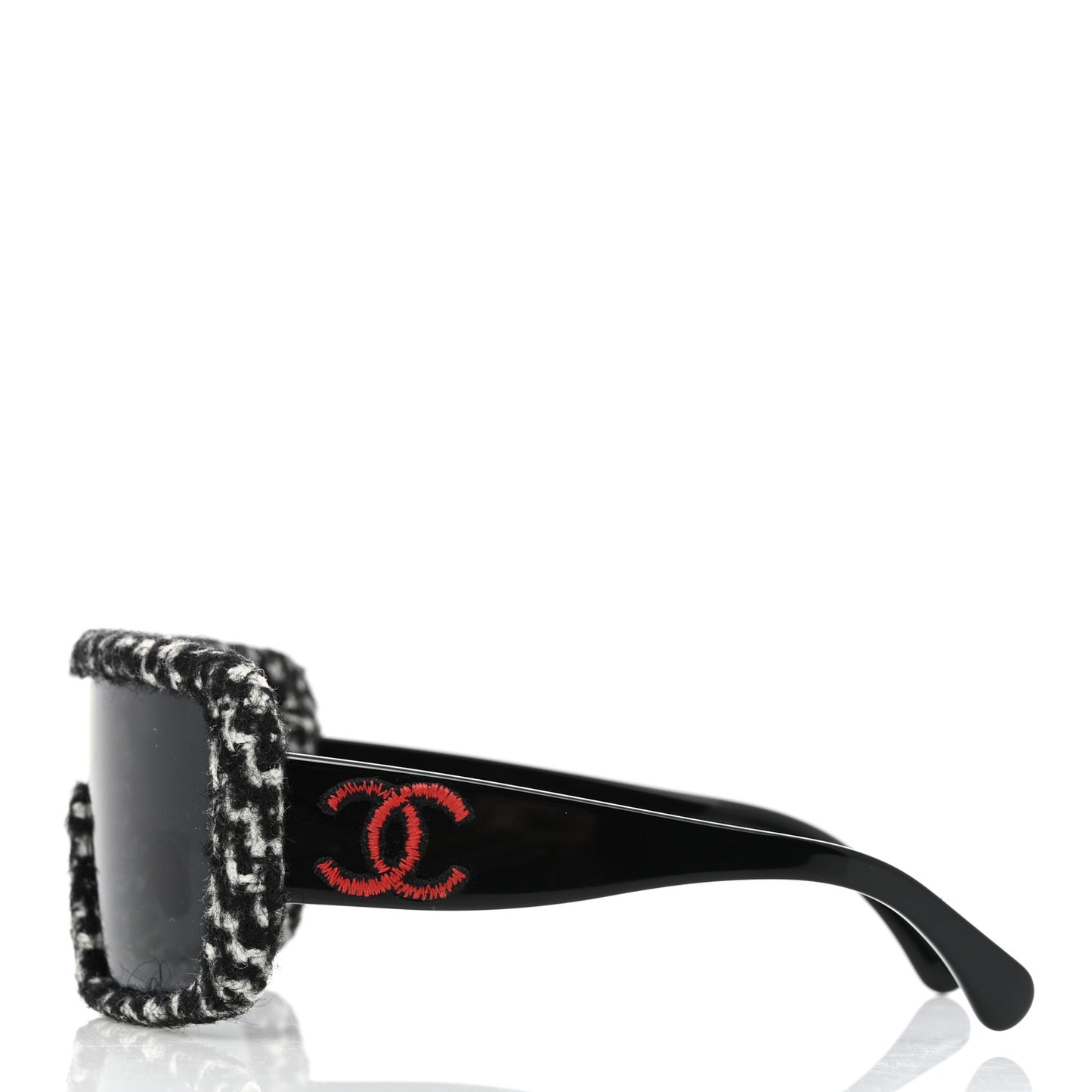 Tweed Shield Sunglasses 71367 Black Red