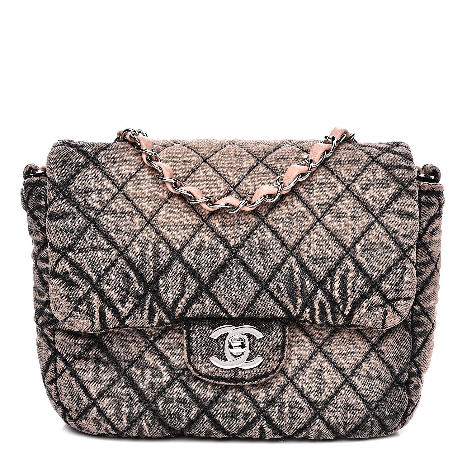 Chanel Washed Denim Quilted Small Denimpression Flap Light Pink Black 1 of 11