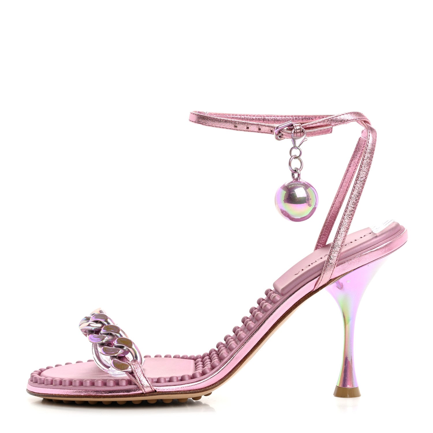 Bottega Veneta Metallic Lambskin Dot 90mm Sandals 38 Azalea 1 of 10