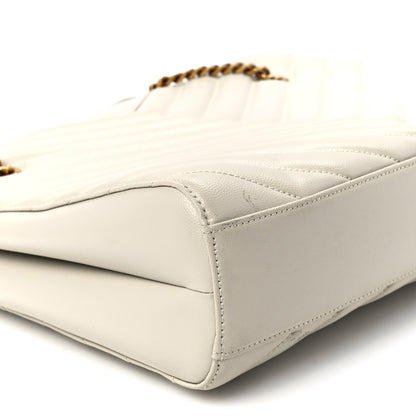Saint Laurent Grain de Poudre Matelasse Chevron Medium Tribeca Shopping Bag Crema Soft 11 of 12