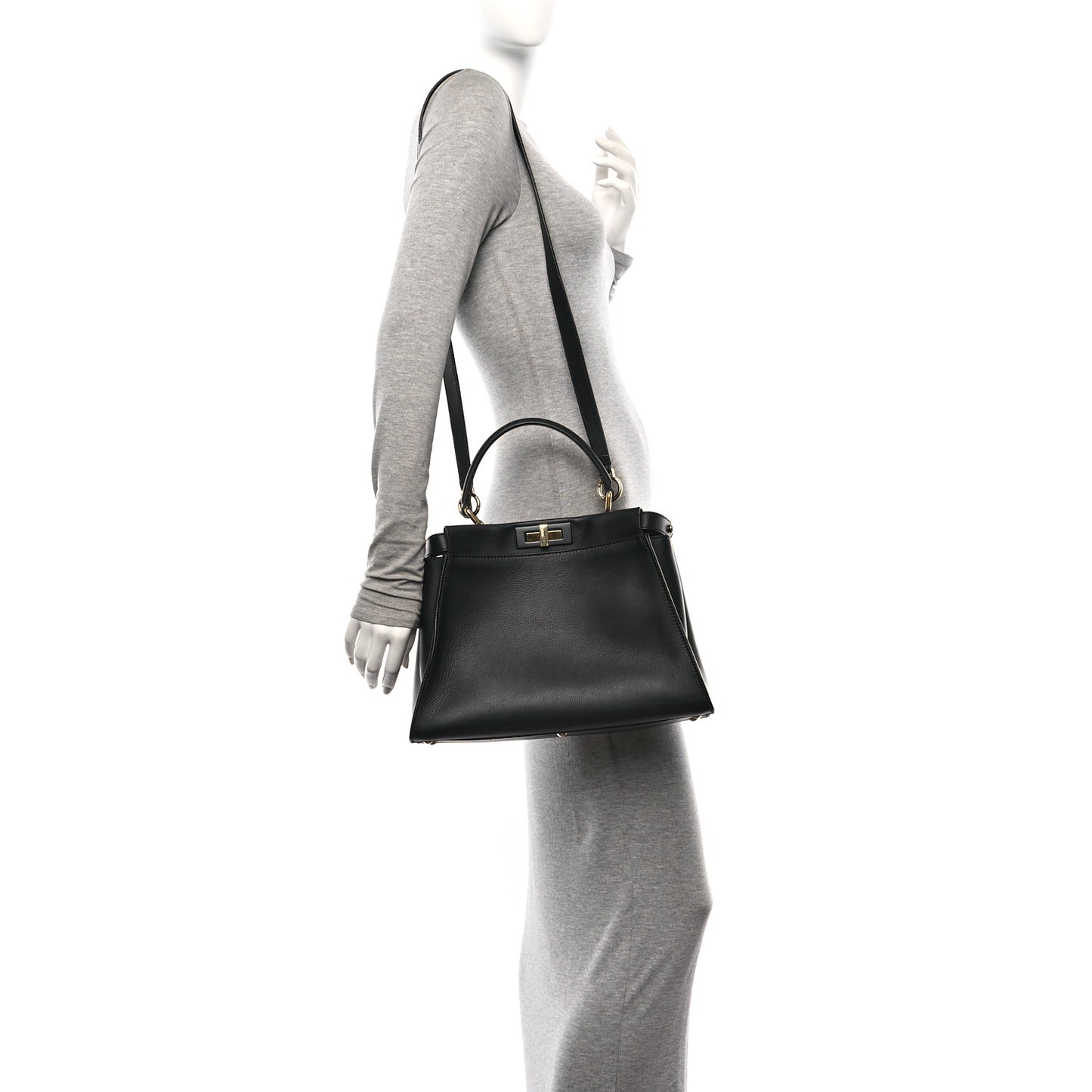Vitello Seta Shiny Nappa Medium Peekaboo Iconic Satchel Black