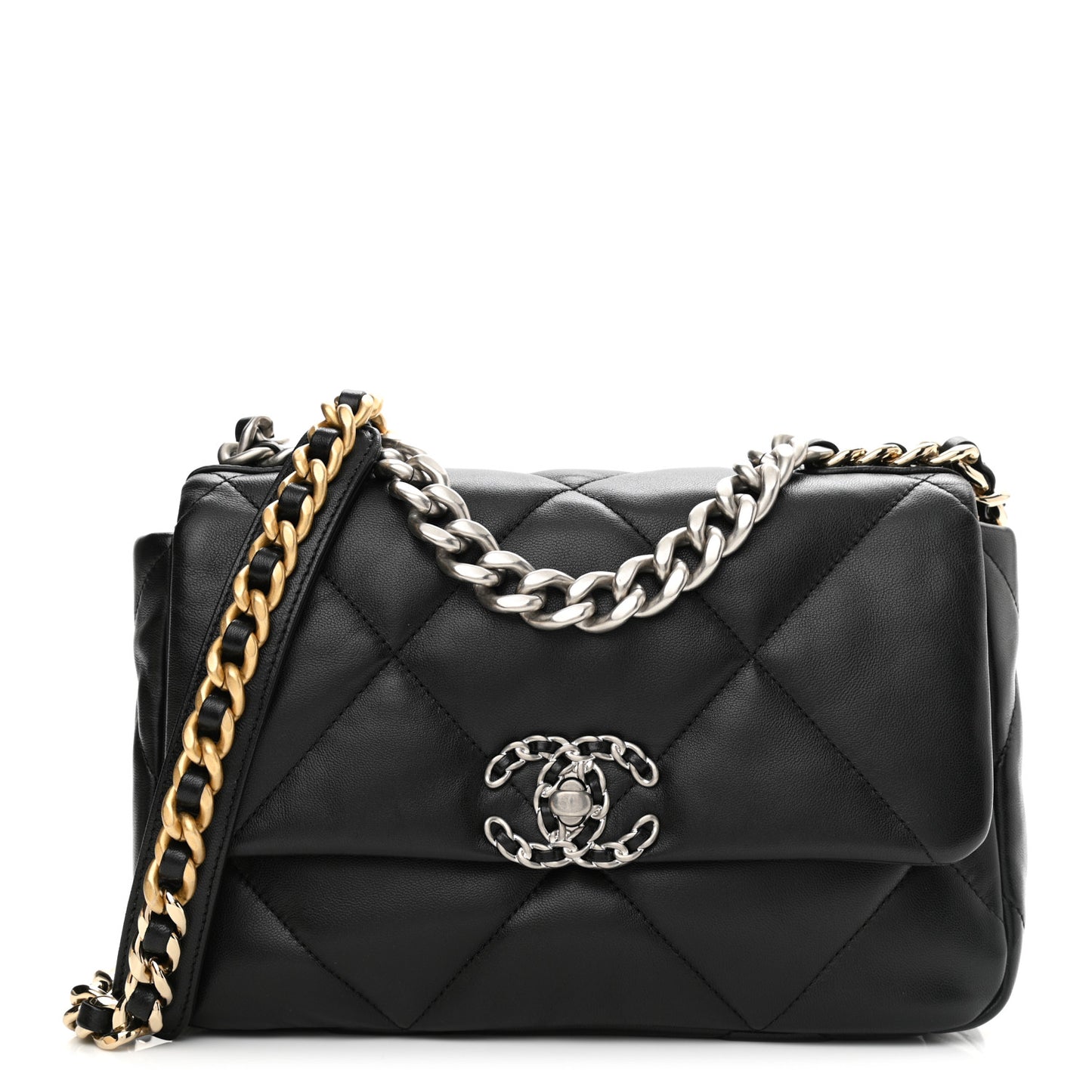 Lambskin Quilted Medium Chanel 19 Flap Black
