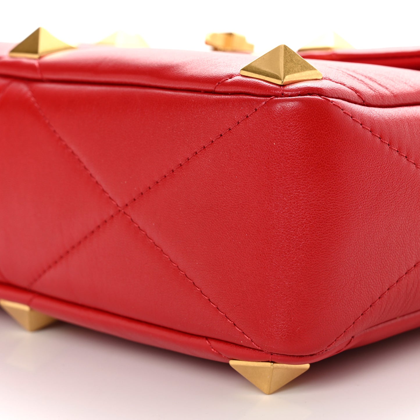Nappa Large Roman Stud Shoulder Bag Rouge Pur