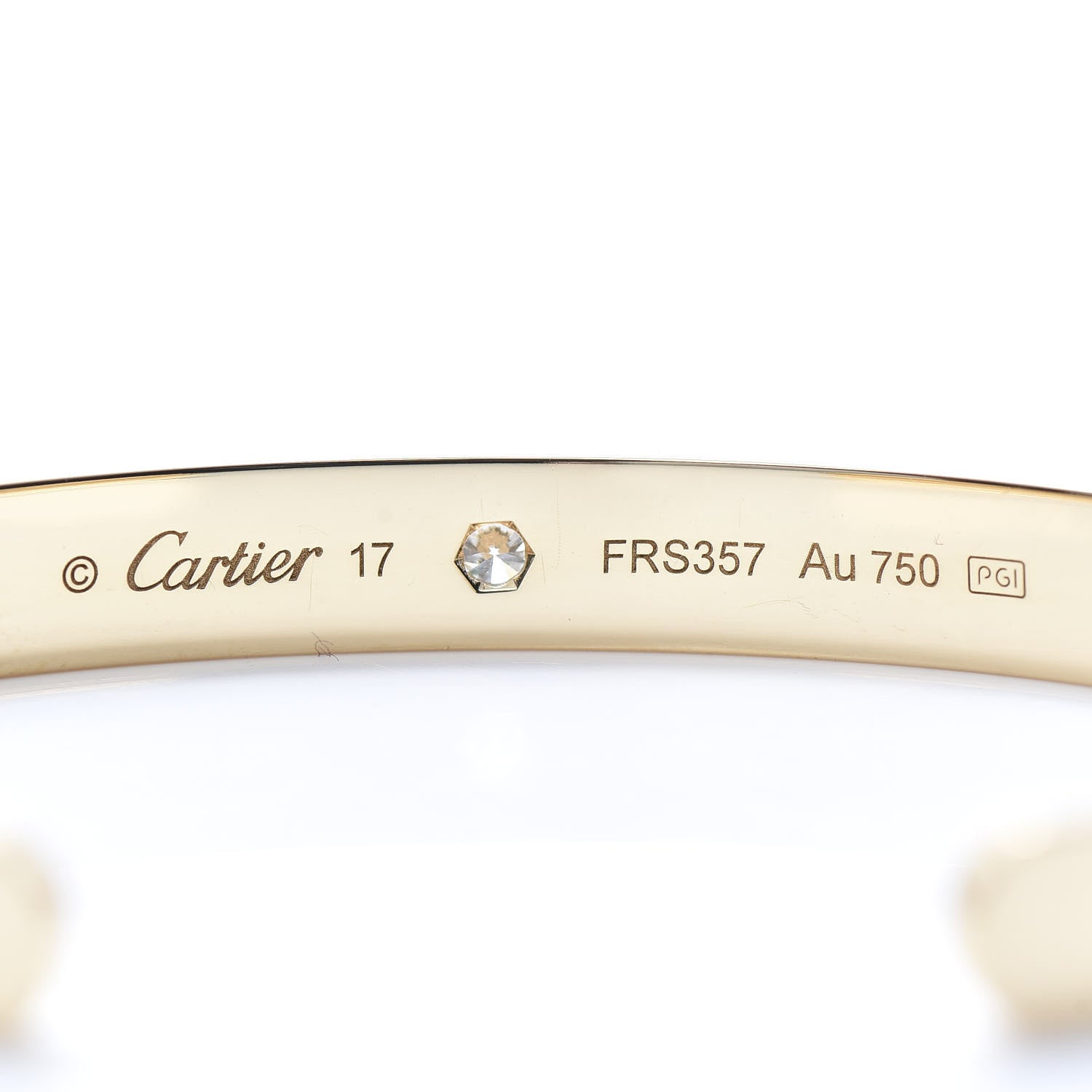 Cartier 18K Yellow Gold 1 Diamond LOVE Cuff Bracelet 17 4 of 5