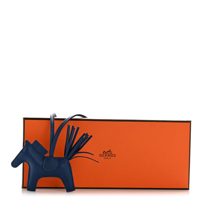 Hermes Milo Lambskin Grigri Rodeo Horse Bag Charm PM Bleu Tie 4 of 4