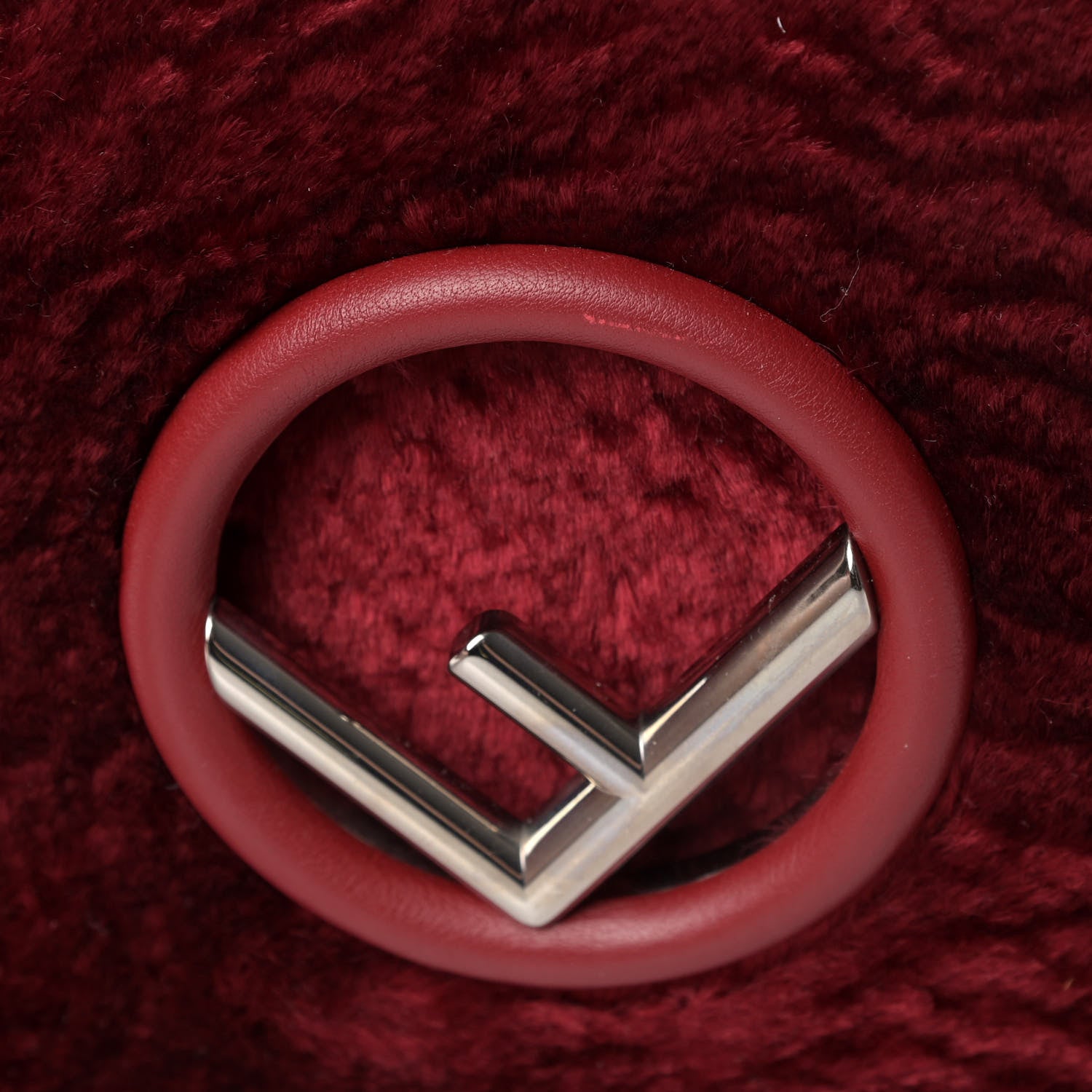 Fendi Velluto Astrakan Vitello Dolce F is Fendi Kan I Shoulder Bag Rosso 11 of 11
