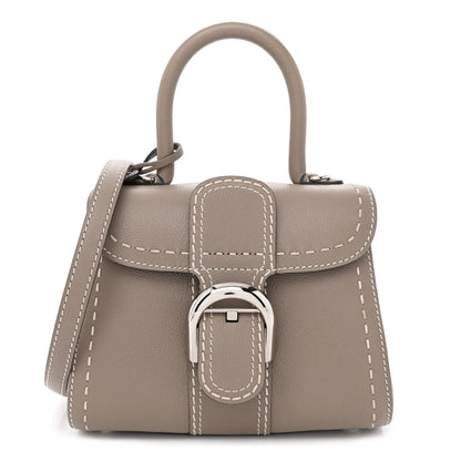 Delvaux Grained Rodeo Calfskin Surpique Mini Brillant Satchel Tourterelle Ivory 3 of 14