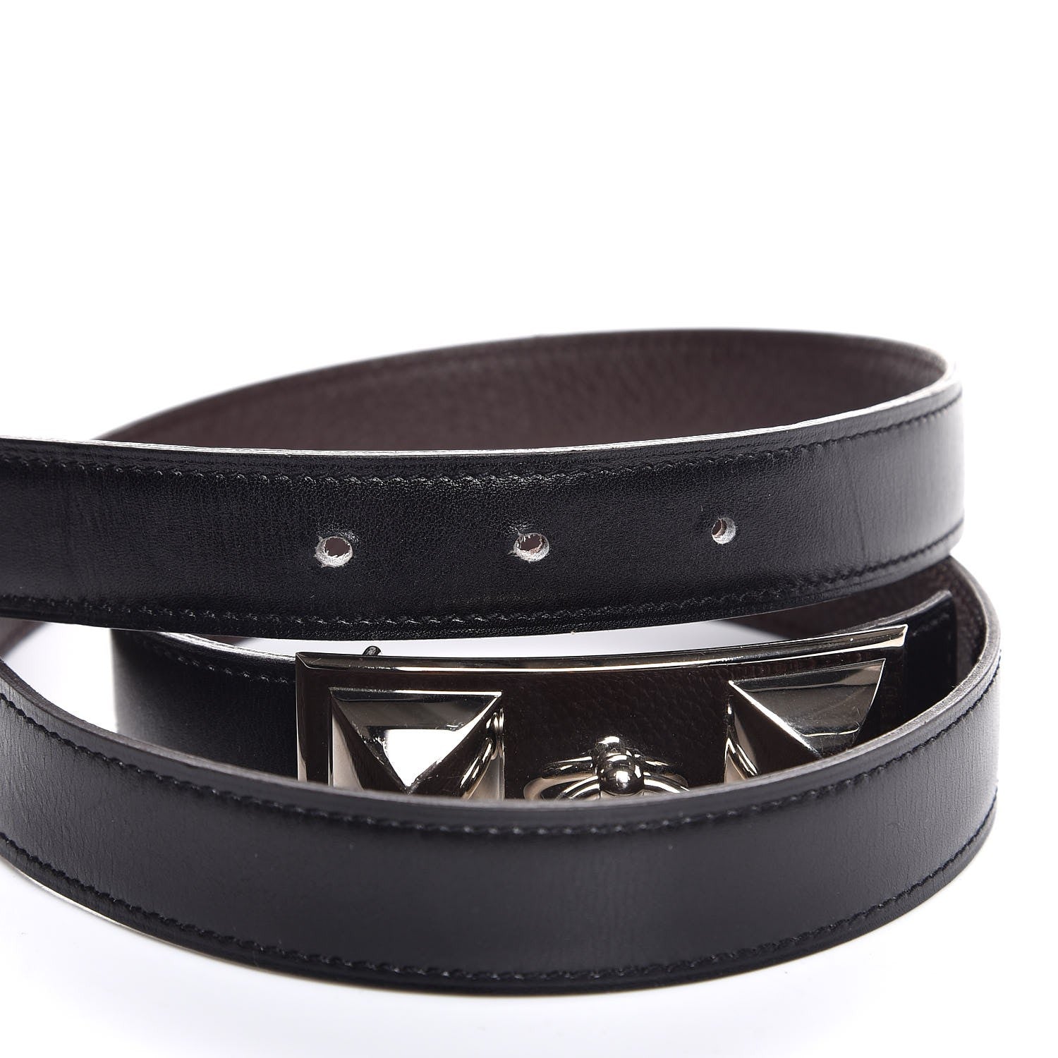 Hermes Box Togo 24mm Sydney Belt 90 Black Chocolate 5 of 8