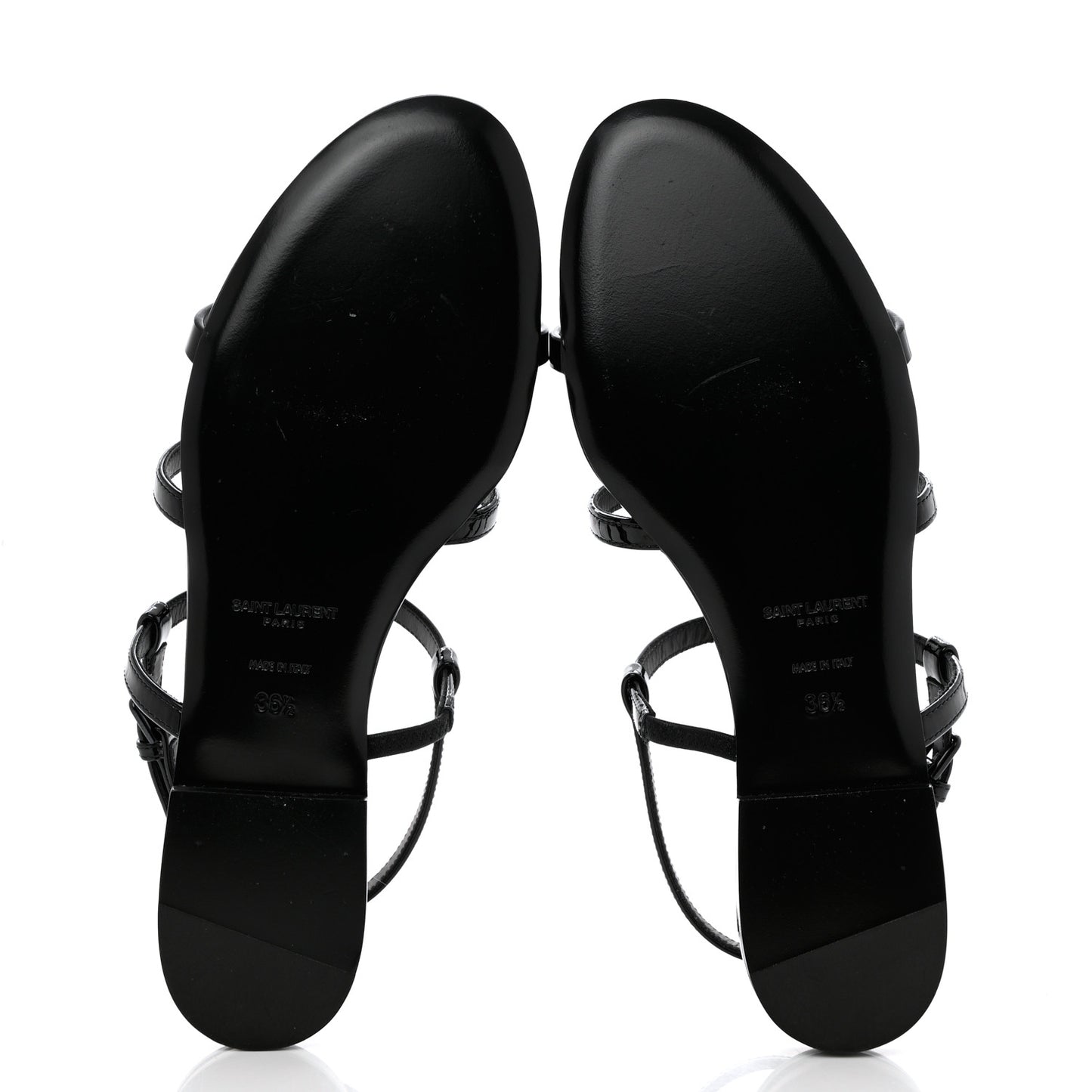 Patent Calfskin Cassandra Monogram Sandals 36.5 Black