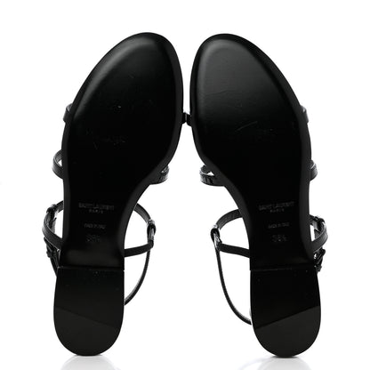 Saint Laurent Patent Calfskin Cassandra Monogram Sandals 36.5 Black 6 of 12