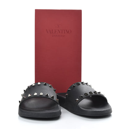 Valentino Garavani Rubber Rockstud Slide Sandals 40 Black 9 of 9