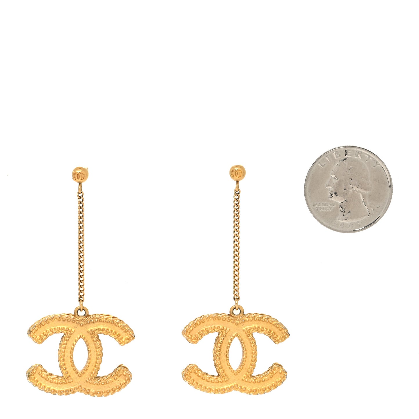 CC Drop Earrings Matte Gold