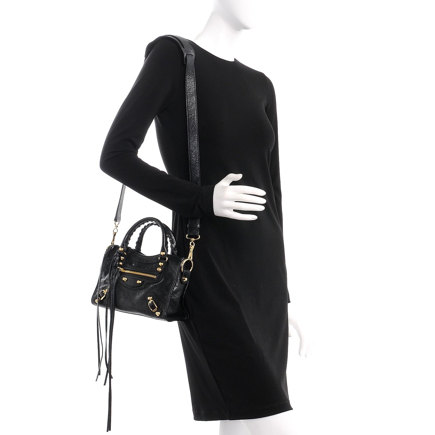 Agneau Classic Gold Hardware Mini City Black