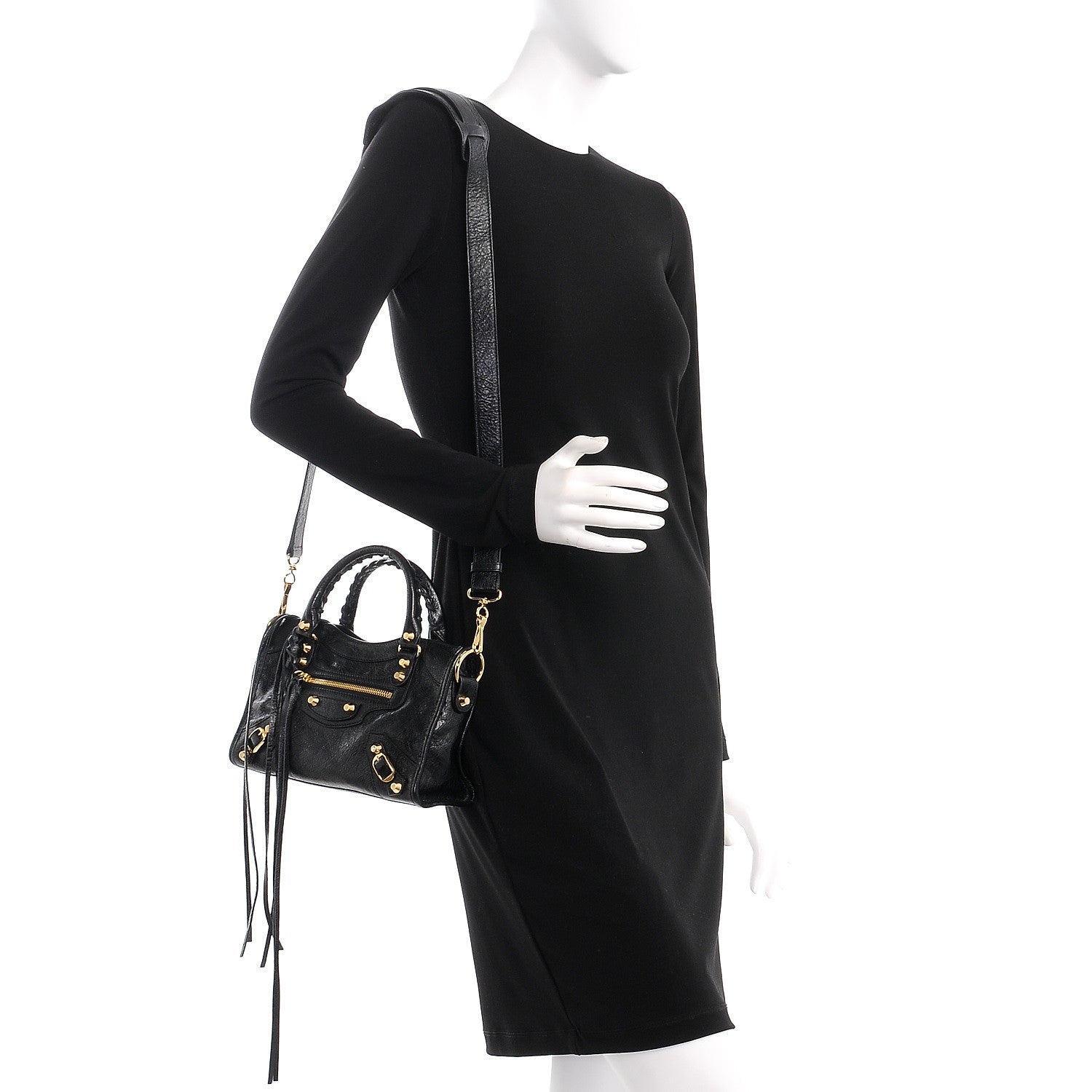 Balenciaga Agneau Classic Gold Hardware Mini City Black 2 of 8