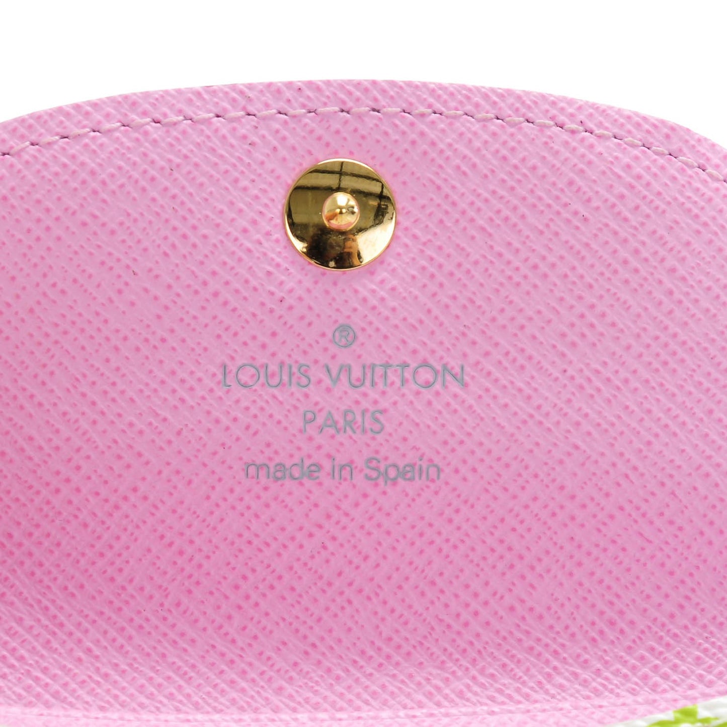 Monogram Multicolor Business Card Holder White Litchi