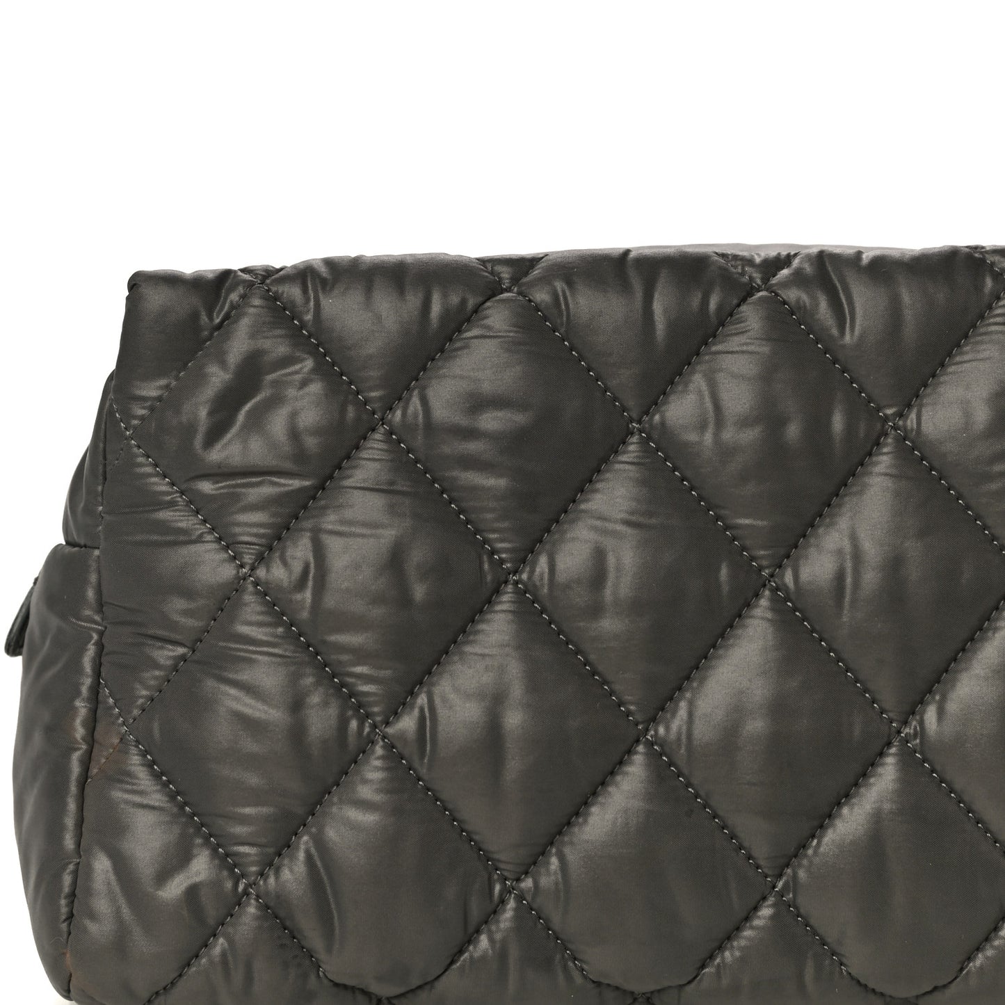 Nylon Quilted Cocoon Cosmetic Case Grey