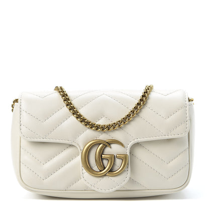 Gucci Calfskin Matelasse Super Mini GG Marmont Shoulder Bag White 1 of 10