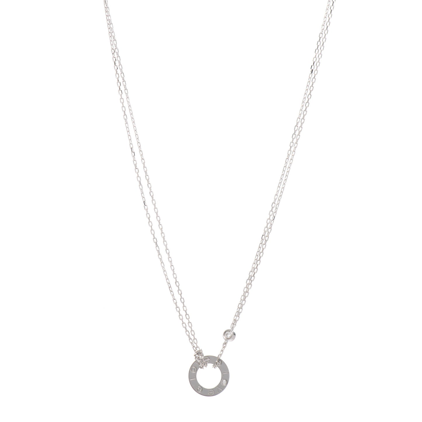 18K White Gold 2 Diamond LOVE Necklace