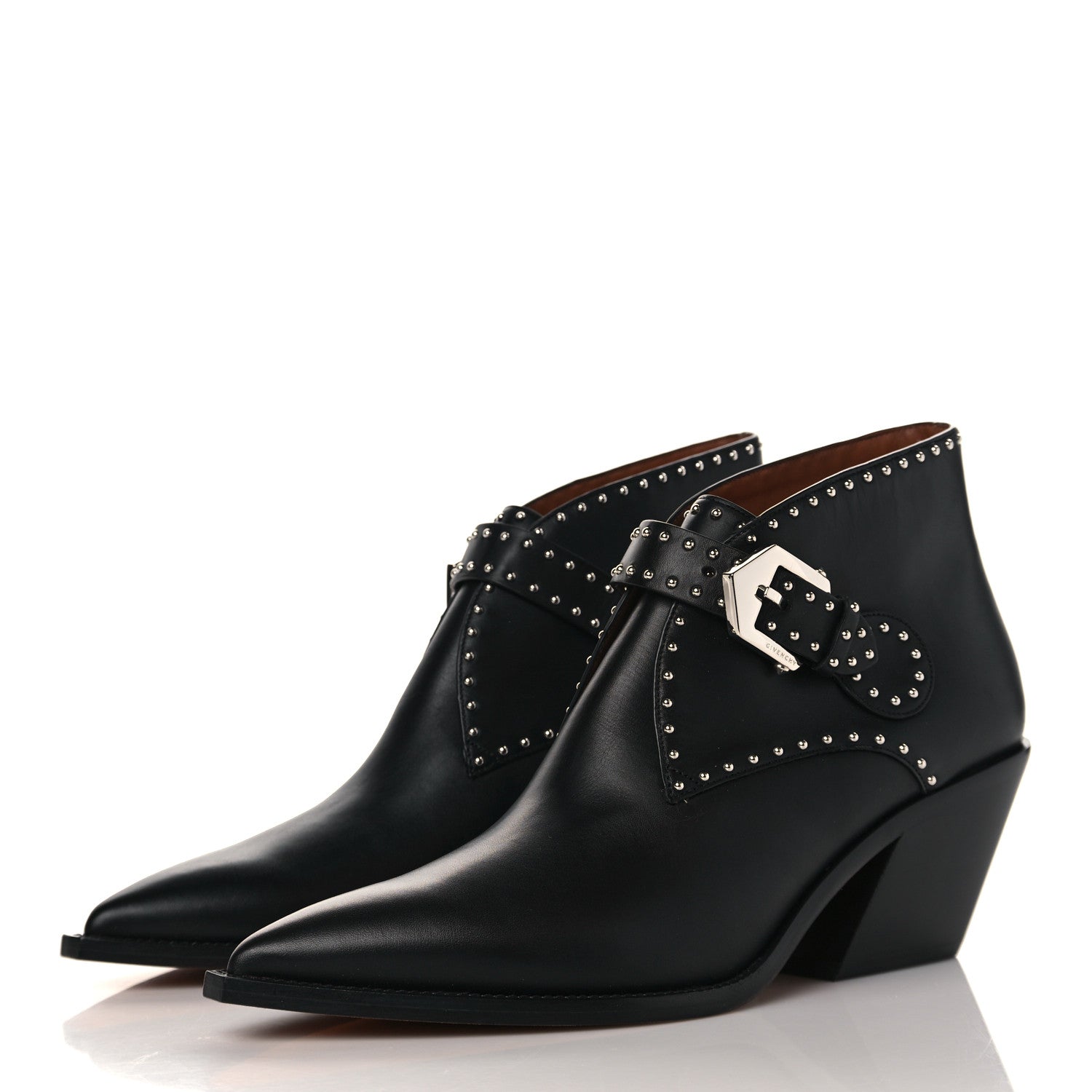 Givenchy Smooth Calfskin Elegant Cowboy Studded Ankle Boots 40 Black 3 of 7