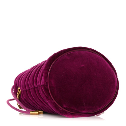 Gucci Velvet Matelasse Mini GG Marmont 2.0 Bucket Bag Fuchsia Violet Cyclamen 4 of 9