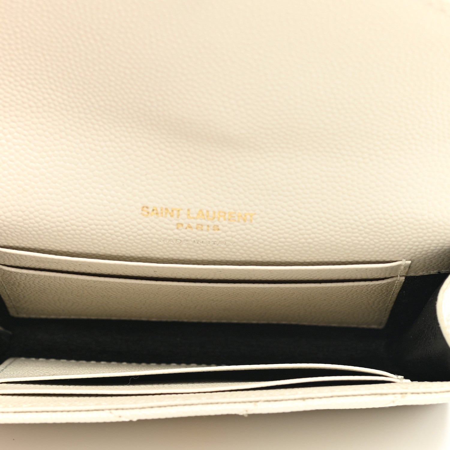 Saint Laurent Grain De Poudre Matelasse Chevron Small Monogram Envelope Wallet Crema Soft 5 of 10