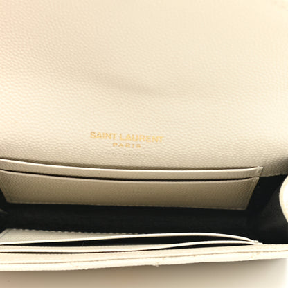 Saint Laurent Grain De Poudre Matelasse Chevron Small Monogram Envelope Wallet Crema Soft 5 of 10