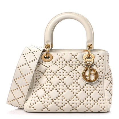 Christian Dior Calfskin Cannage Studded Medium Supple Lady Dior White 1 of 15