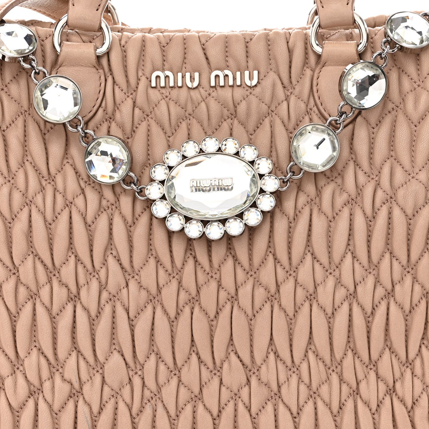 Nappa Matelasse Swarovski Crystal Tote Cammeo