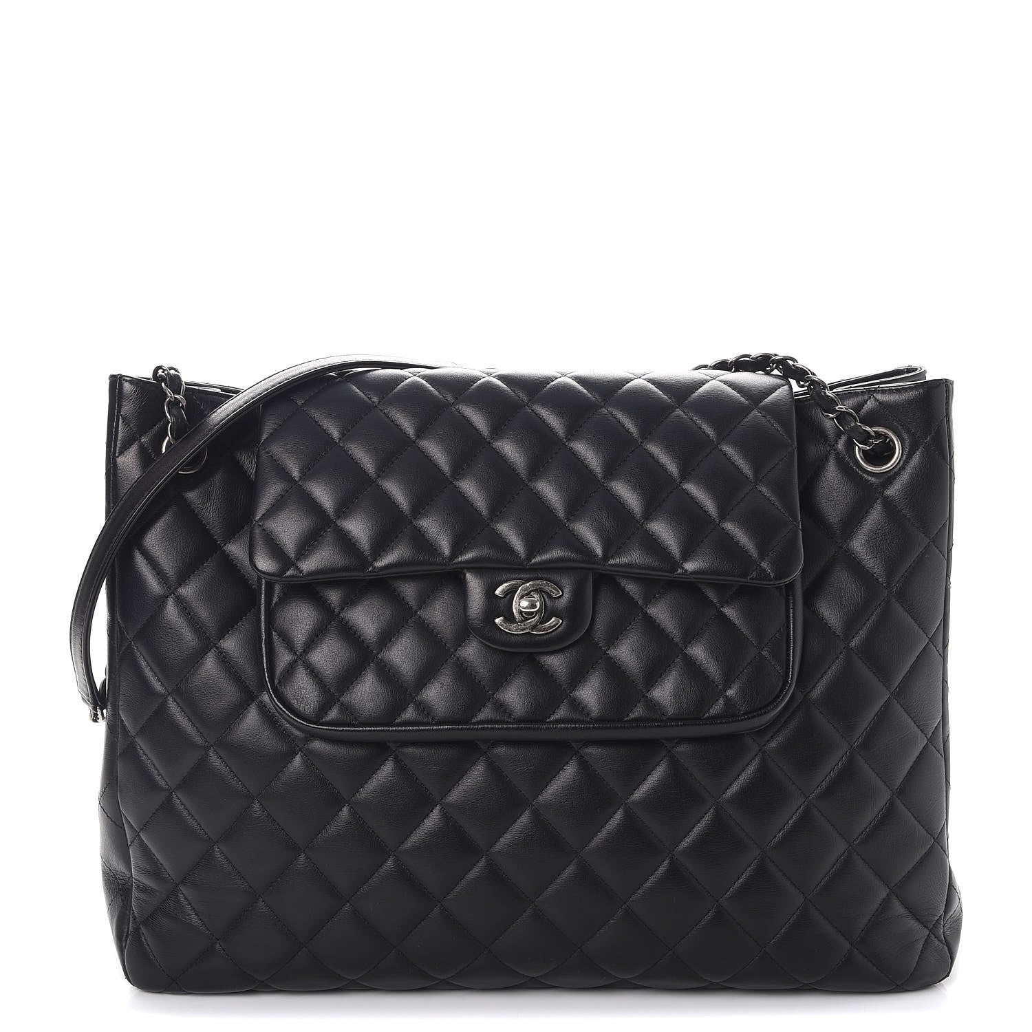 Chanel Calfskin Quilted Large Flap Shopping Tote Black 1 of 13